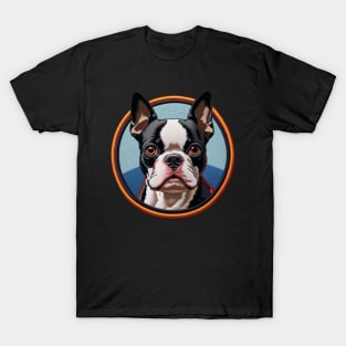 Boston Terrier Embroidered Patch T-Shirt